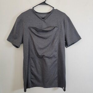 Lalabu Dad Shirt Baby Pouch T-Shirt‎ Mens Large Charcoal Gray V-Neck EUC